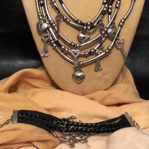 Lot Lucky Brand Love Locks Necklace + Bracelet